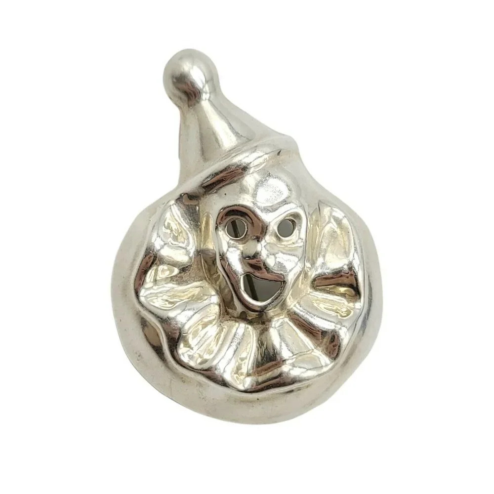 Mexican .925 Sterling Silver Brooch Signed TV-5 Clown Joker 15 grams